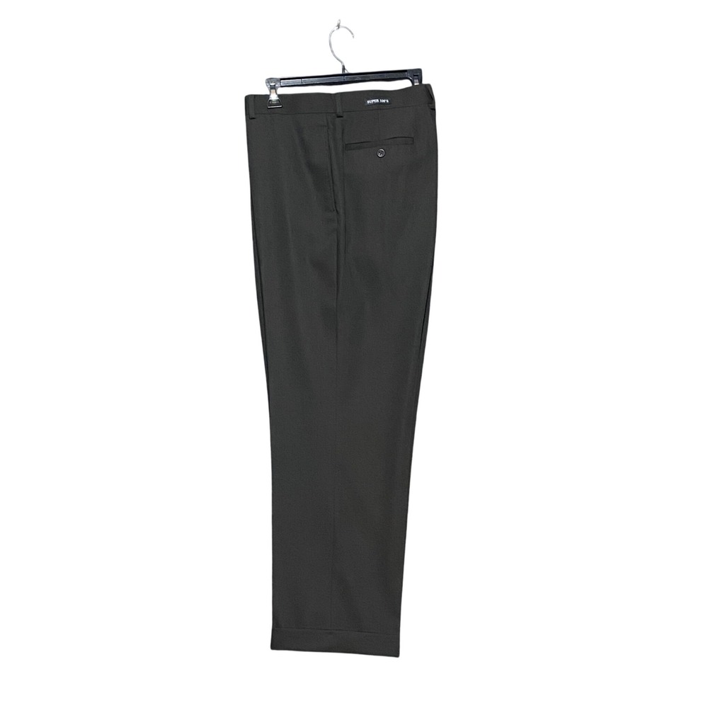 Pronto Uomo Couture Mens Super 100s Wool Dress‎ Pants Charcoal Grey 38x30 Cuffed